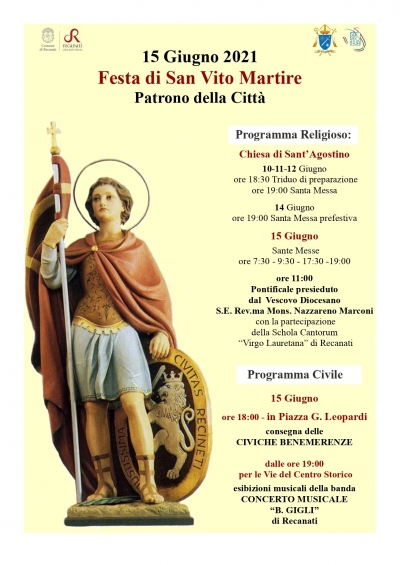 FESTA DI SAN VITO MARTIRE PATRONO DELLA CITTA&#039; - 15 GIUGNO 2021